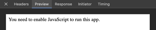 Console preview "You need to enable JavaScript to run this app"